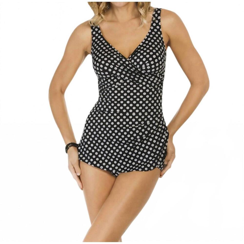 NEW SHAPE SOLVER neutral spot crossover sarong front one piece swimsuit in sol b